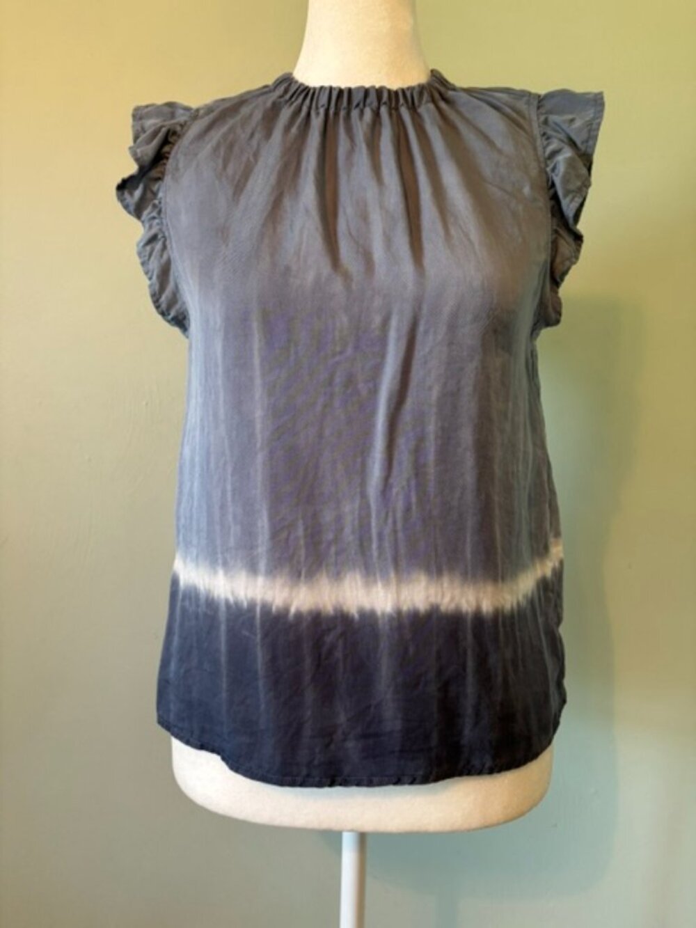 Cloth & Stone Indigo Ombre Stripe Ruffle Cap Sleeve Blouse Size XXS